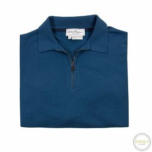 Salvatore Ferragamo Yale Blue Wool Rib Knit